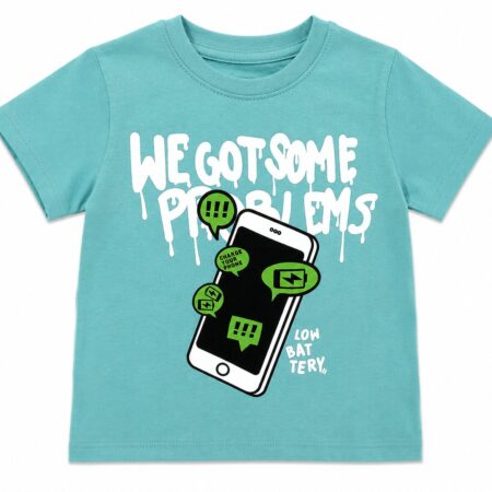 Boys Sky Blue We Got Some Problems Graphic Half Sleeves T-Shirt