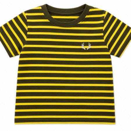 Boys Yellow and Black Stripe Half Sleeves T-Shirt