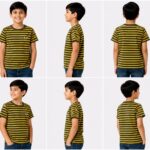 Boys Yellow and Black Stripe Half Sleeves T-Shirt