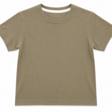Boys Plain Khaki Cotton Half Sleeves T-Shirt Front View