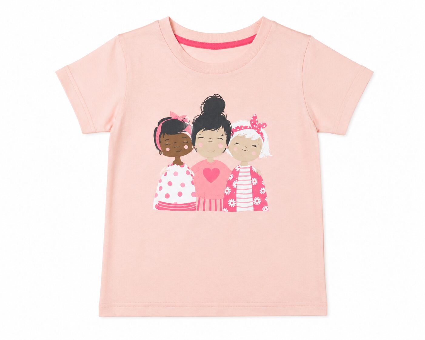 Girls Pink T-Shirt with Best Friends Graphic Print