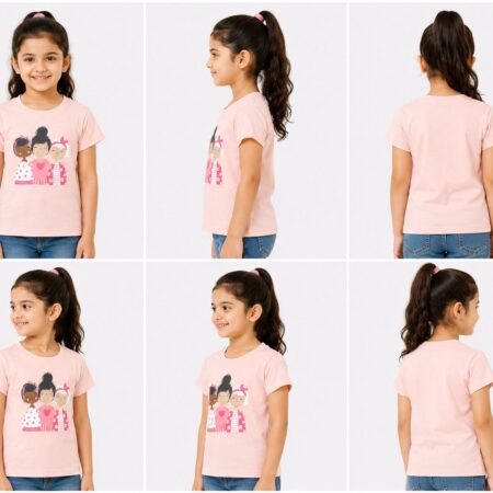Girls Pink T-Shirt with Best Friends Graphic Print