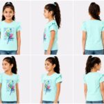 Girls Mint Green T-Shirt with Tropical Bird Graphic Print