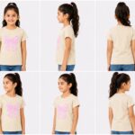 Girls Cream T-Shirt with Pink Bow Graphic Print
